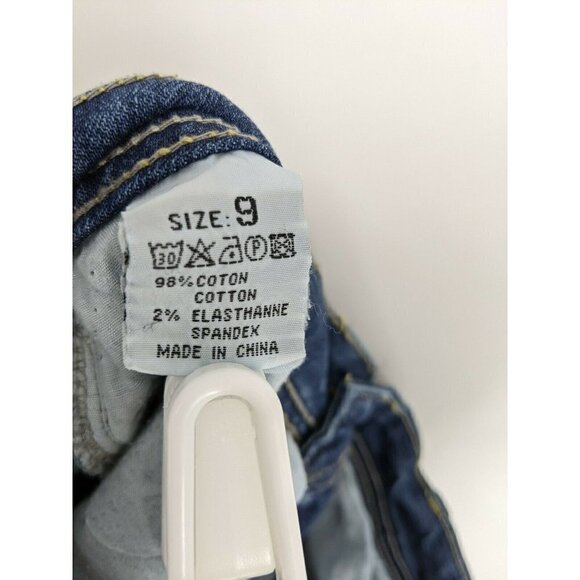 Liuce's Jeans Denim Blue Rhinestone Embellished Distressed Low Rise  Women's 9 - Picture 5 of 8